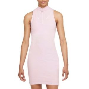 NWOT Nike NSW Swoosh Sleeveless 1/2-Zip Dress Sz XXL Regal Pink & White